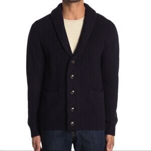 NWT Slate & Stone Arthur Navy Shawl Collar Knit Wool Blend Cardigan Size XLarge